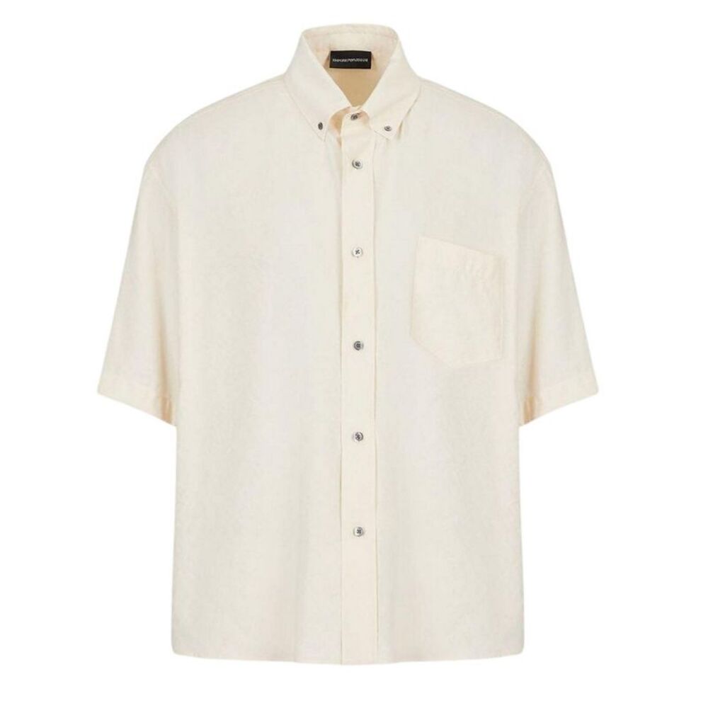 Emporio Armani EA7 Mens Relaxed Fit Short-Sleeved Shirt / Cream